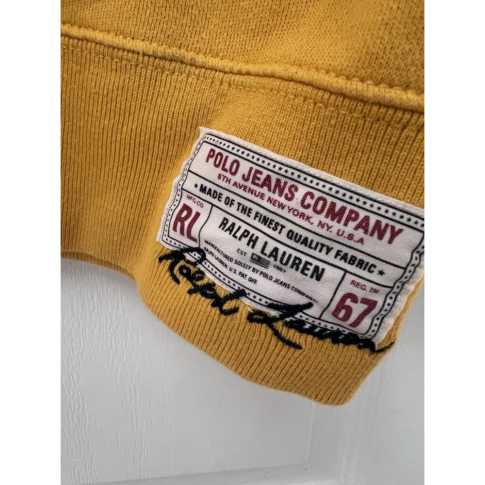 Vintage Polo Jeans Co Ralph Lauren Yellow Crewneck Sweatshirt Logo Medium - Picture 2 of 8